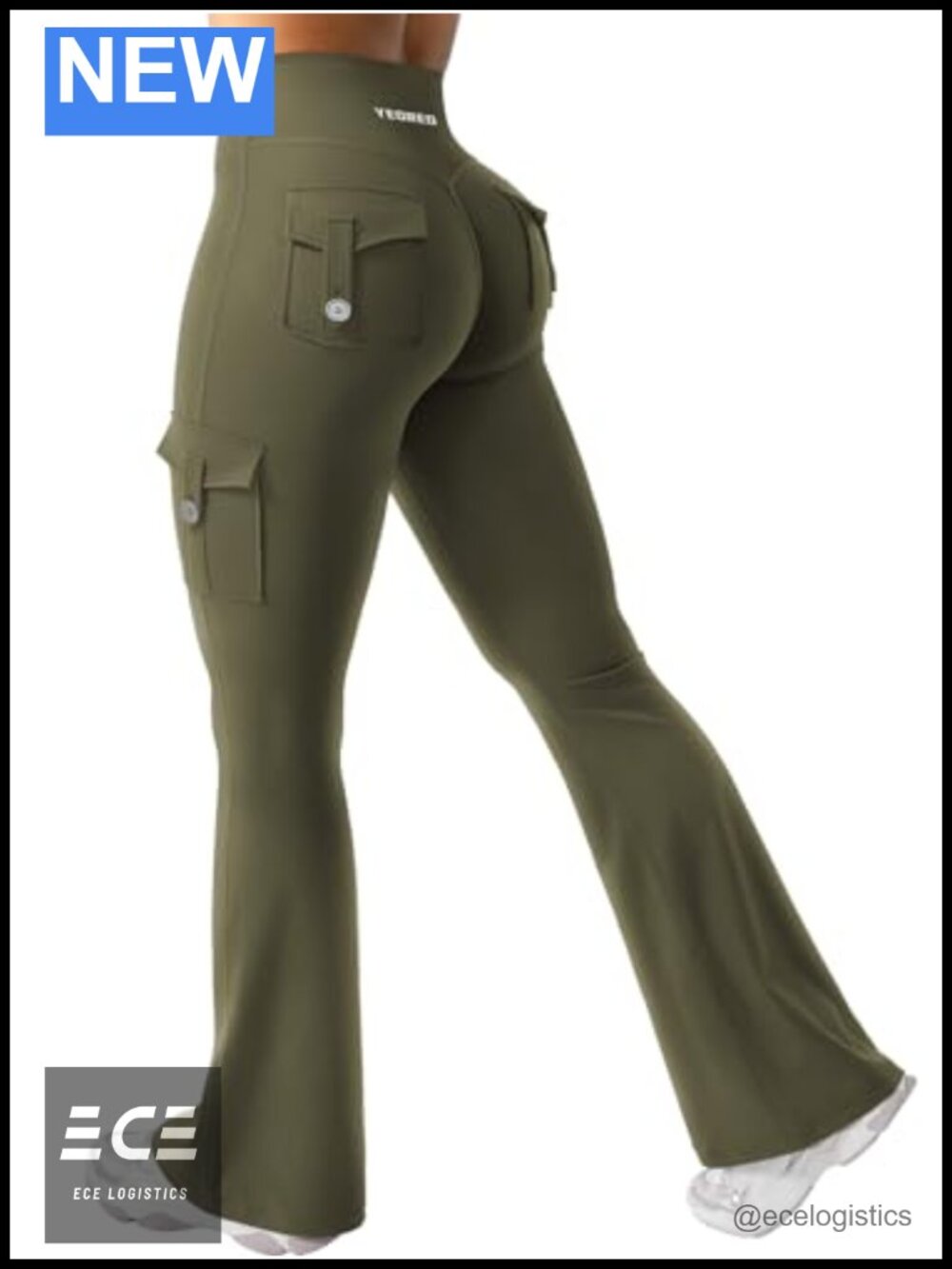 Women's High Rise Flare Leggings with Pockets, No Front Seam, Bootcut Yoga Pants